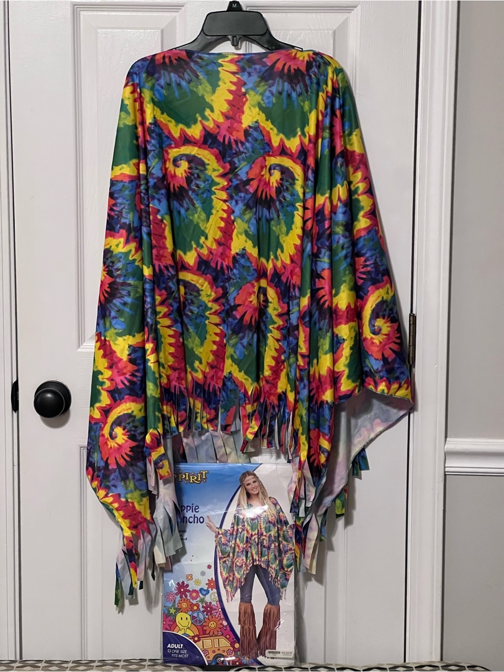 Spirit Hippie Tie Dye Fringe Poncho Adult One Size Halloween Costume